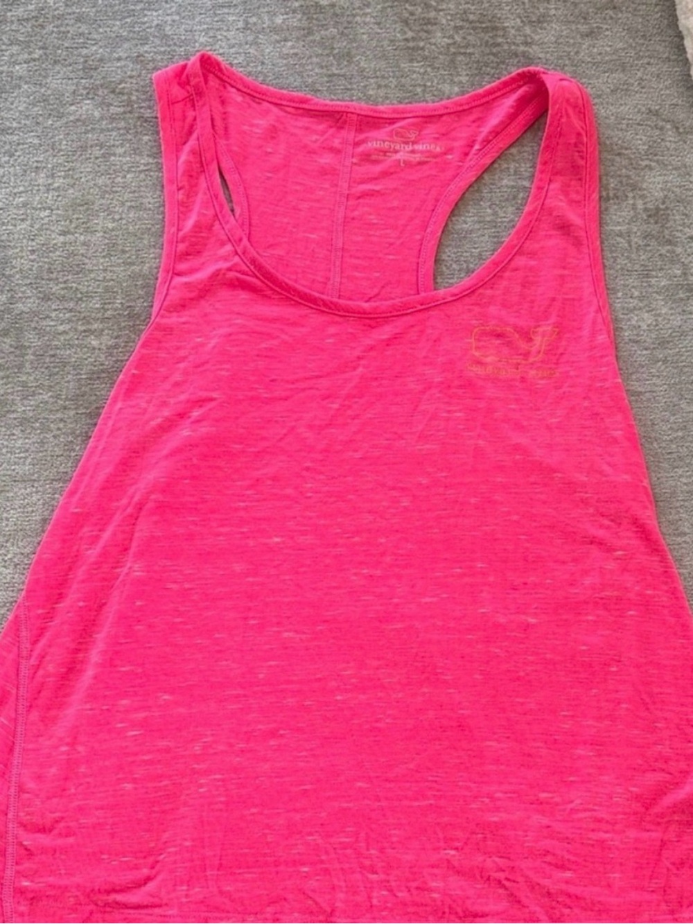 Vineyard Vines Hot Pink Racerback Tank Top Women's L Whale Logo